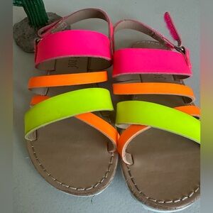 Maggie & Zoe Neon Pink and Orange Kids Sandals